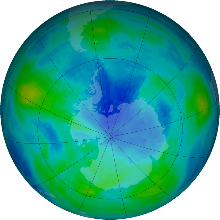 Antarctic ozone map for 09 April 2003